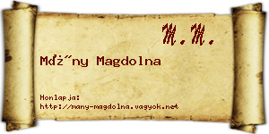 Mány Magdolna névjegykártya